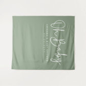 Moderne Script-Sage Oh Baby Dusche Hintergrund Wandteppich (Vorderseite (Horizontal))
