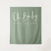 Moderne Script-Sage Oh Baby Dusche Hintergrund Wandteppich (Vorderseite)