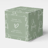 Moderne Script-Sage Oh Baby Simple Baby Dusche Geschenkschachtel (Vorderseite)