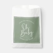 Moderne Script-Sage Oh Baby Simple Baby Dusche Geschenktütchen (Vorderseite)