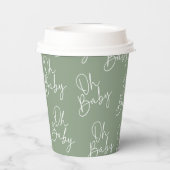 Moderne Script-Sage Oh Baby Simple Baby Dusche Pappbecher (Rückseite)