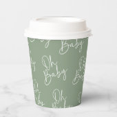 Moderne Script-Sage Oh Baby Simple Baby Dusche Pappbecher (Vorderseite)