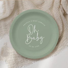 Moderne Script-Sage Oh Baby Simple Baby Dusche Pappteller