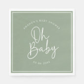 Moderne Script-Sage Oh Baby Simple Baby Dusche Serviette (Vorderseite)