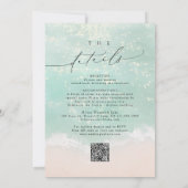 Moderne Script Sand Hearts Beach Hochzeit in einem Einladung (Rückseite)