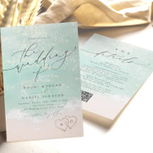 Moderne Script Sand Hearts Beach Hochzeit in einem