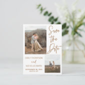 Moderne Script Save the Date Card mit zwei Bildern (Stehend Vorderseite)