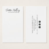 Moderne Script Schwarz-weiß Earring Display Cards (Vorne & Hinten)