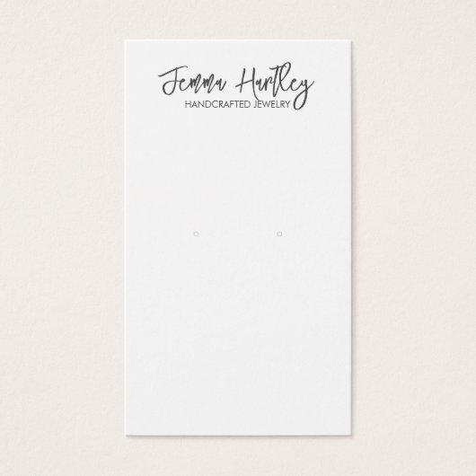 Moderne Script Schwarz-weiß Earring Display Cards (Vorderseite)