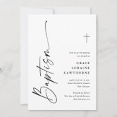 Moderne Script Schwarz-Weiß-Geschlecht neutrale Ta Einladung (Vorderseite)