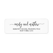 Moderne Script-Schwarz-weiße Rücksendeadressen-Auf (Vorne)