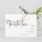 Moderne Script Scribble Circular Line Beige Weddin Einladung (Stehend Vorderseite)