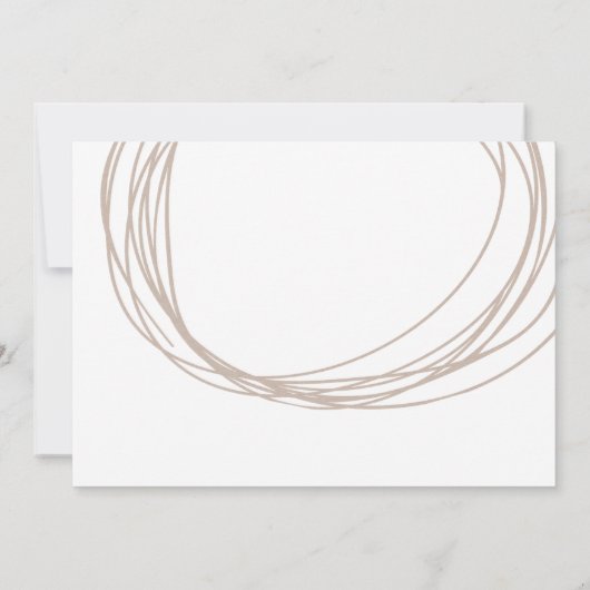 Moderne Script Scribble Circular Line Beige Weddin Einladung (Rückseite)