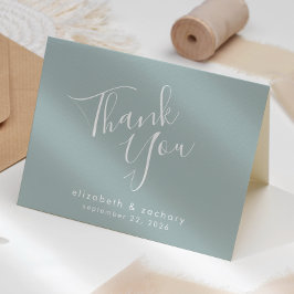 Moderne Script Sea Glass Green Wedding Vielen Dank Karte