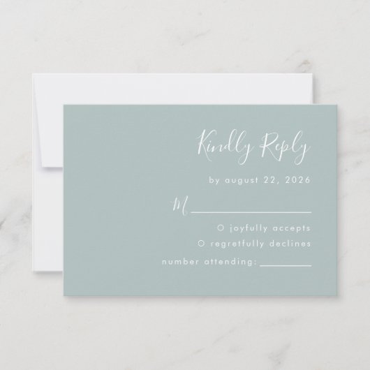 Moderne Script Sea Glass Wedding RSVP Karte (Vorderseite)