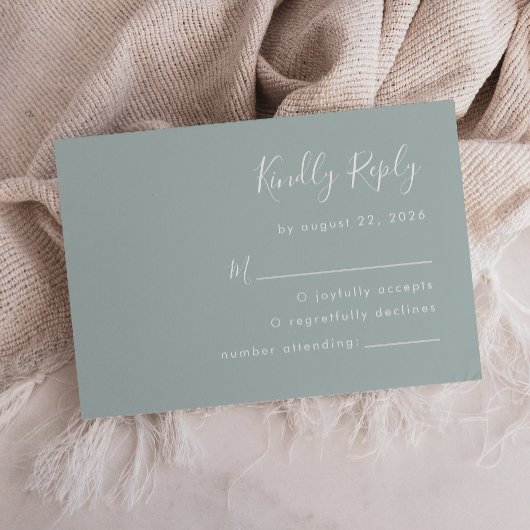 Moderne Script Sea Glass Wedding RSVP Karte