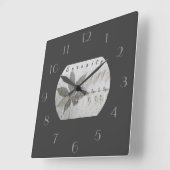 Moderne Script Serenity Leaf Blätter am Strand Quadratische Wanduhr (Winkel)