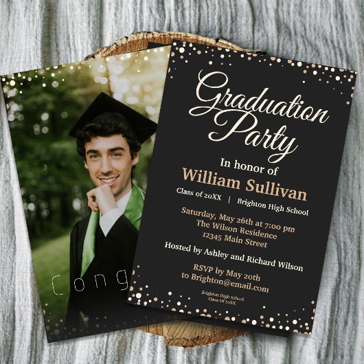 Moderne Script Simple Foto Graduation Party Einladung