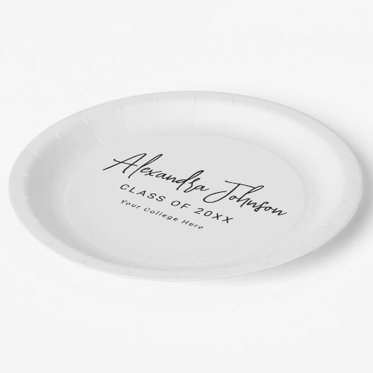 Moderne Script Simple Graduation Party Pappteller (Schrägansicht)