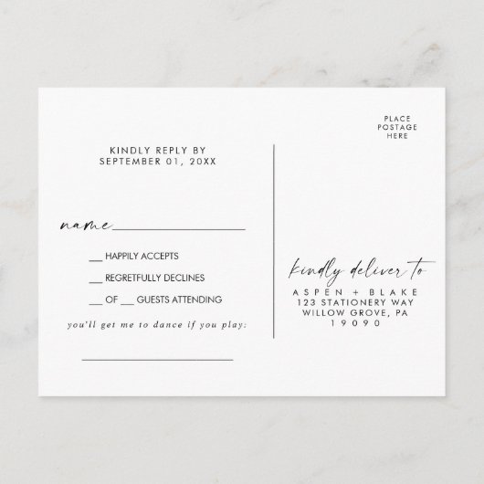 Moderne Script Song Request UAWG Postcard Einladungspostkarte (Rückseite)