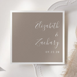 Moderne Script Taupe Hochzeit Serviette