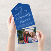 Moderne Script Tee Away Foto Holiday Card All In One Einladung (Abreißen)