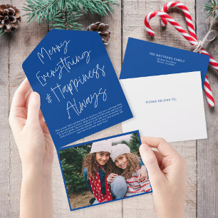Moderne Script Tee Away Foto Holiday Card All In One Einladung