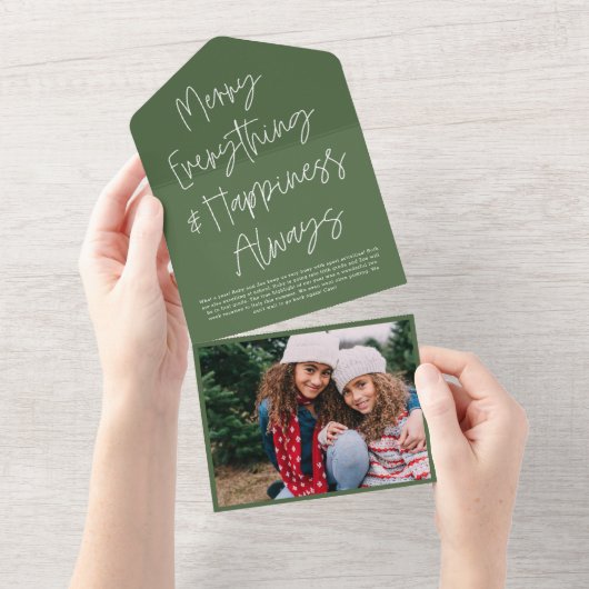 Moderne Script Tee Away Foto Holiday Card All In One Einladung (Abreißen)