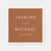 Moderne Script Terracotta Wedding Serviette (Vorderseite)