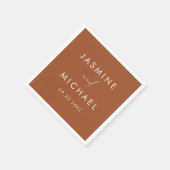 Moderne Script Terracotta Wedding Serviette (Ecke)