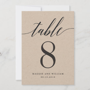 Moderne Script Tischnummer Card Kraft