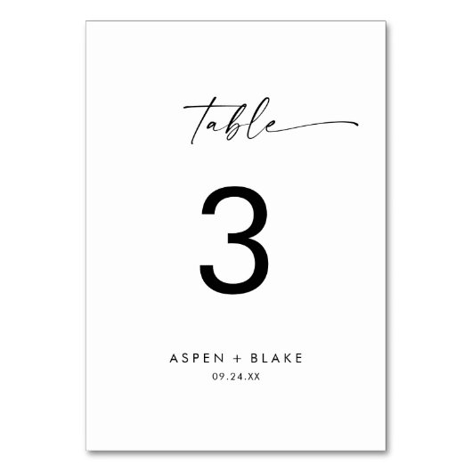 Moderne Script-Tischnummer Tischnummer (Rückseite)
