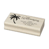 Moderne Script Tropical Palm Tree Rücksendeadresse Gummistempel (Stempel)
