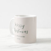 Moderne Script Typografie Frohe Weihnachten Rot Kaffeetasse (Vorderseite Links)