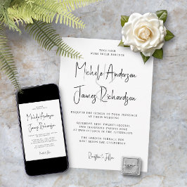 Moderne Script Typografie Minimale Hochzeit Einladung
