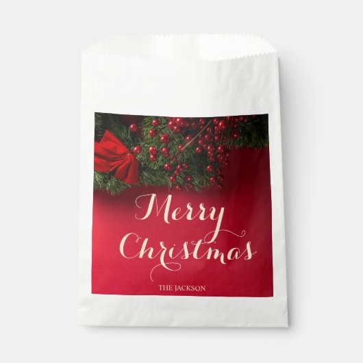 Moderne Script Typografie Red Frohe Weihnachten Geschenktütchen (Vorderseite)