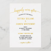 Moderne Script Typografy Black Gold Wedding Folieneinladung (Vorderseite)