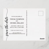 Moderne Script Typografy Blue Gold Wedding Folie Einladungspostkarte (Rückseite)