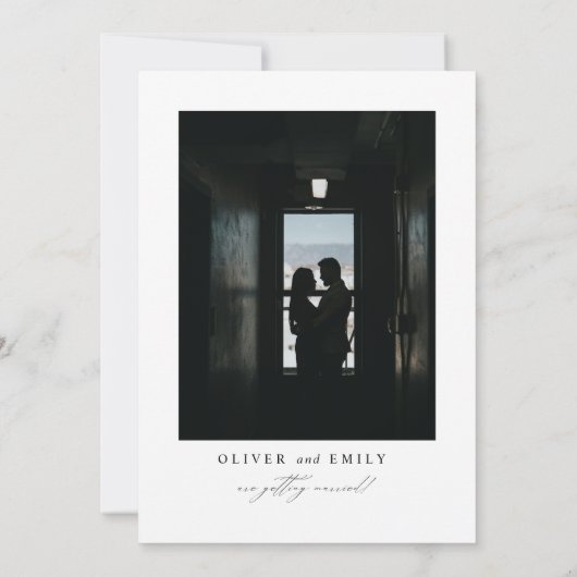 Moderne Script Typografy Wedding Save the Date Einladung (Rückseite)