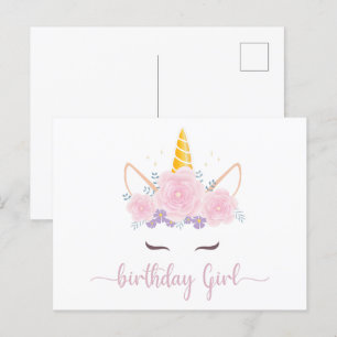Moderne Script Unicon Birthday Girl Postkarte