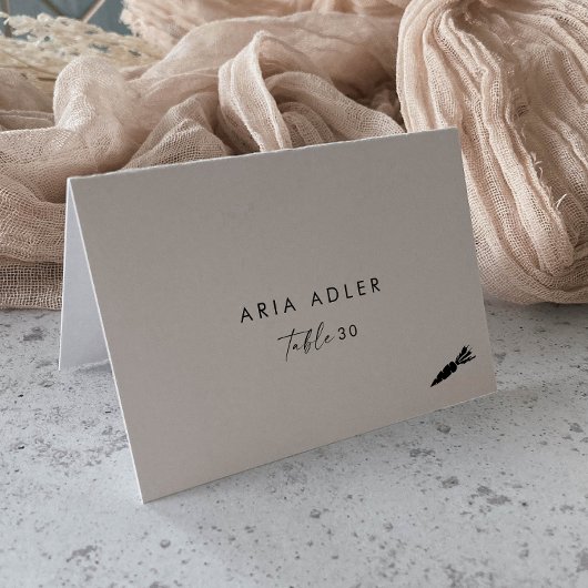 Moderne Script Veggie Menu Option Platzkarten Tischnummer