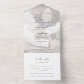 Moderne Script verblichene Foto Hochzeit All In One Einladung (Innen Boden)