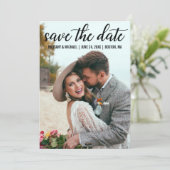 Moderne Script-Verlobung Save the Date Foto BT Einladung (Stehend Vorderseite)