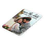 Moderne Script-Verlobung Save the Date Foto BT Magnet (Linke Seite)
