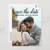 Moderne Script-Verlobung Save the Date Foto BT Postkarte (Vorne/Hinten)