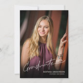 Moderne Script Voll Foto Graduation Party Einladung (Vorderseite)