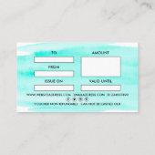 Moderne Script Watercolor Pinselstrich Geschenkkar Visitenkarte (Rückseite)