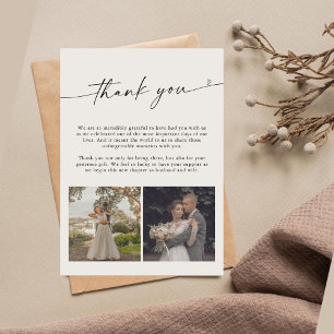 Moderne Script Wedding 2 Fotos Danke Karte