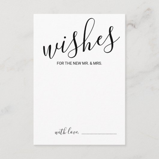 Moderne Script Wedding Advice and Wishings Card Hinweiskarte (Vorderseite)