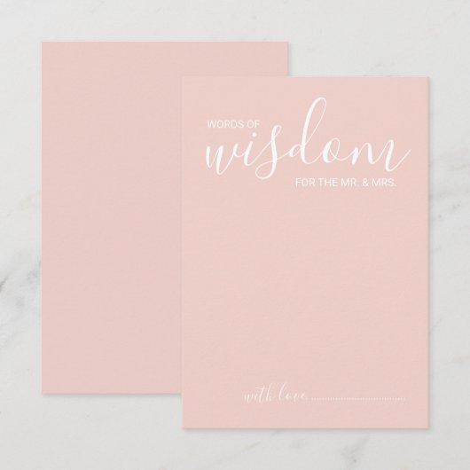 Moderne Script Wedding Advice and Wishings Card Hinweiskarte (Vorne/Hinten)
